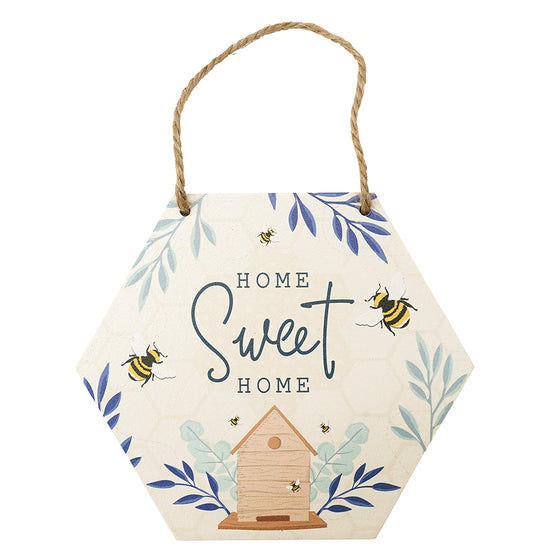 Home Sweet Home | Wooden Bee Themed Hanging Plaque | Letterbox Gift