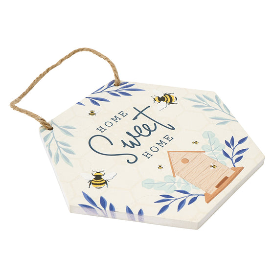 Home Sweet Home | Wooden Bee Themed Hanging Plaque | Letterbox Gift